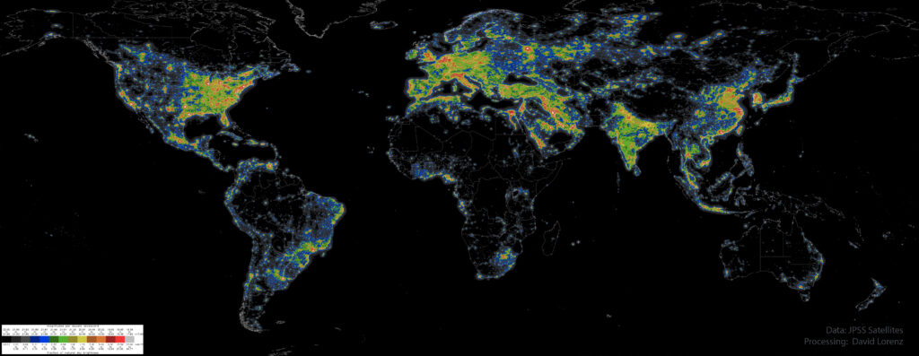 L'inquinamento luminoso nel mondo